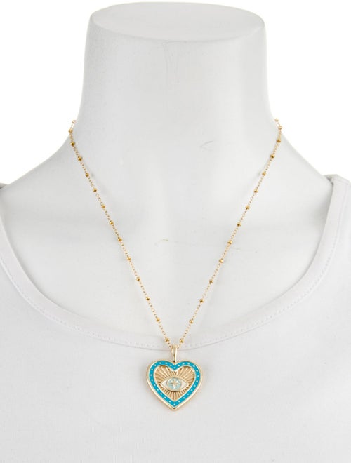 Jane Win Protect Evil Eye Enamel Heart Pendant