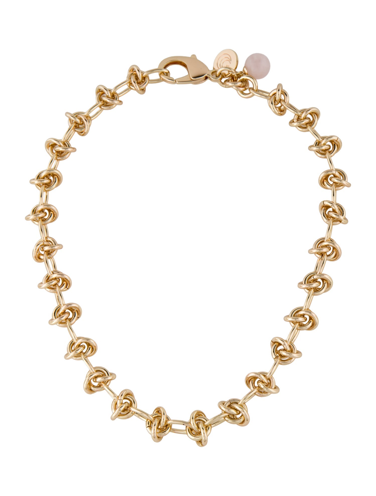 Jane Win Pink Stone Chain Link Necklace
