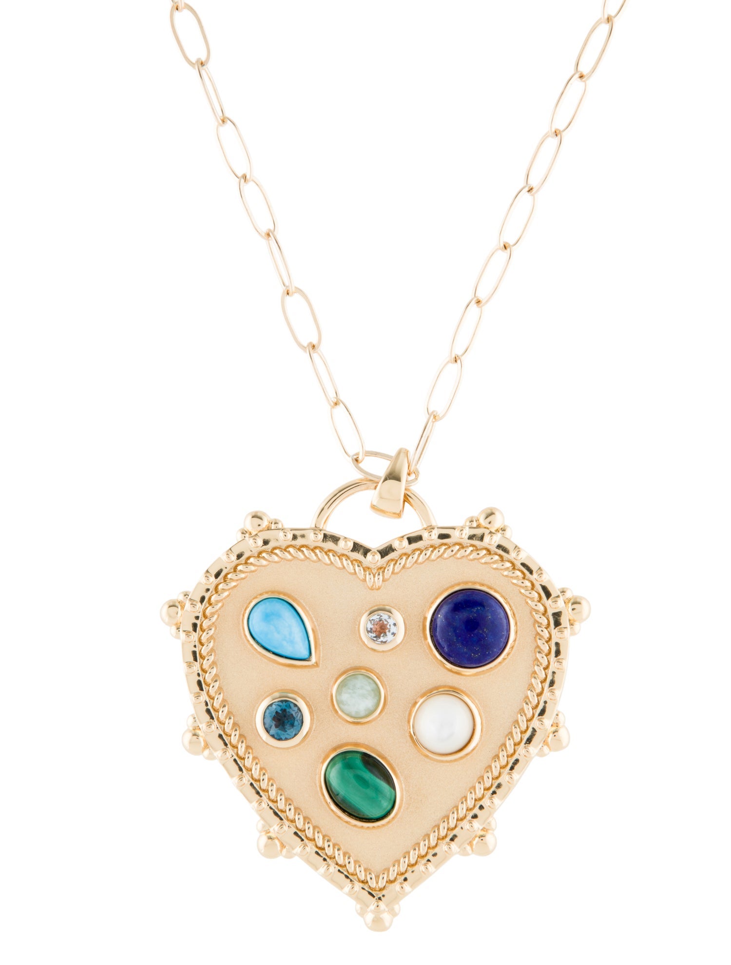 Jane Win x La Vie Mother of Pearl Chunky Treasure Trove Heart Pendant Necklace