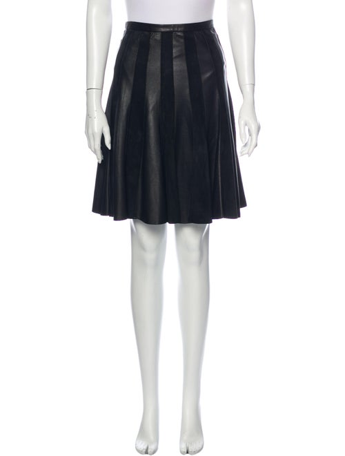 Jason Wu Leather Knee-Length Skirt Black