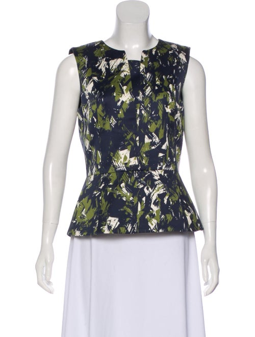 Jason Wu Printed Peplum Top Navy
