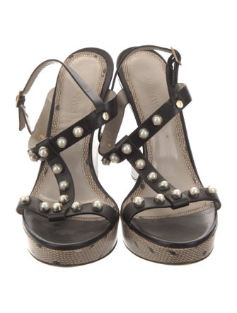 Jason Wu Leather Studded Accents T-Strap Sandals