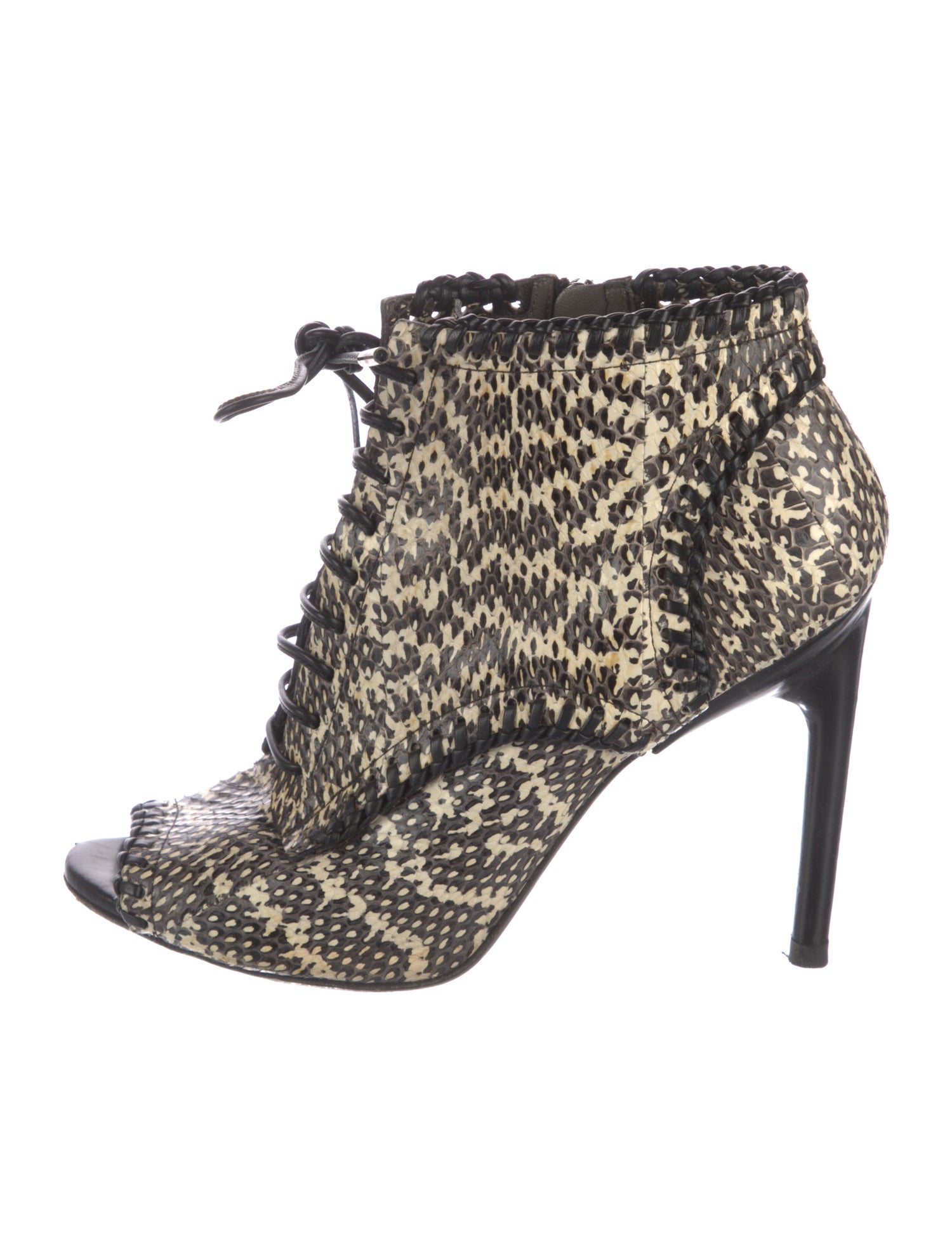 Jason Wu Snakeskin Printed Lace-Up Boots