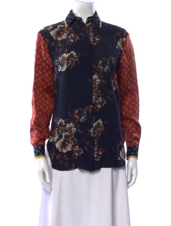 Jason Wu Silk Floral Print Button-Up Top