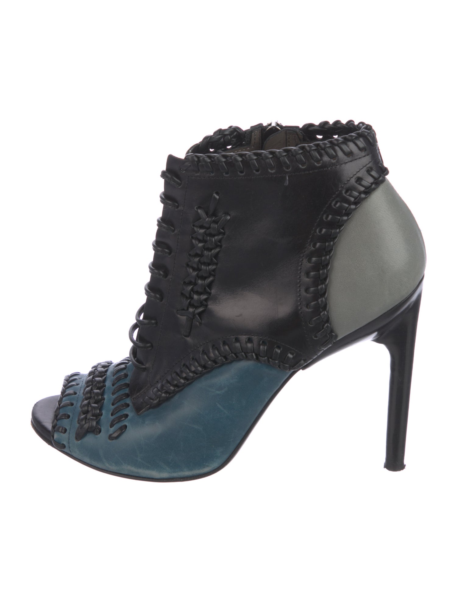 Jason Wu Leather Colorblock Pattern Lace-Up Boots