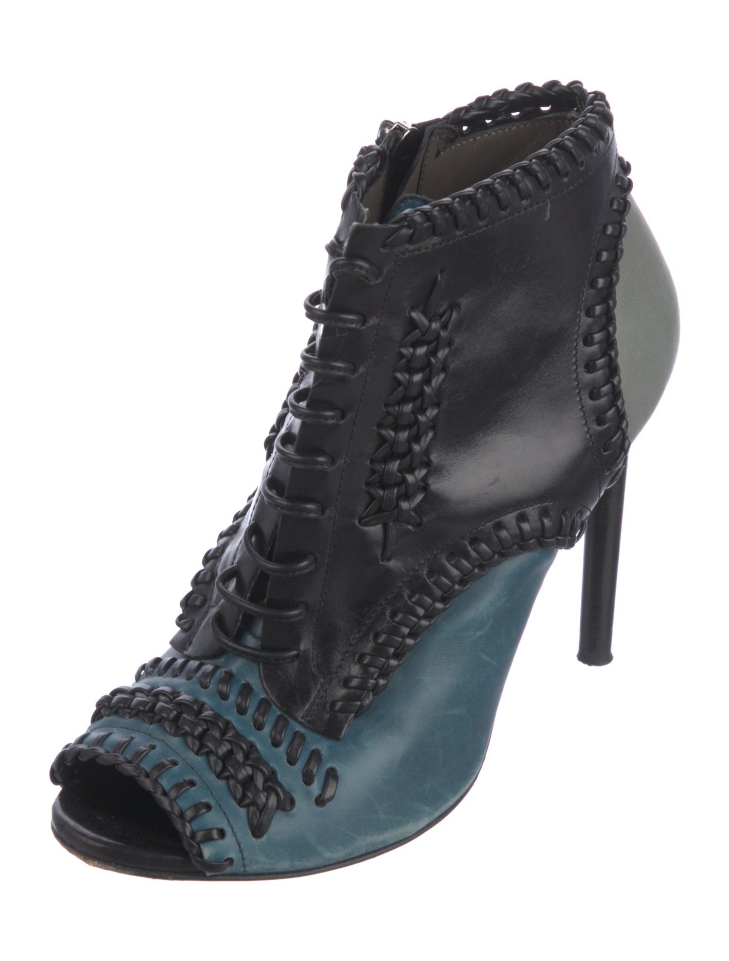 Jason Wu Leather Colorblock Pattern Lace-Up Boots