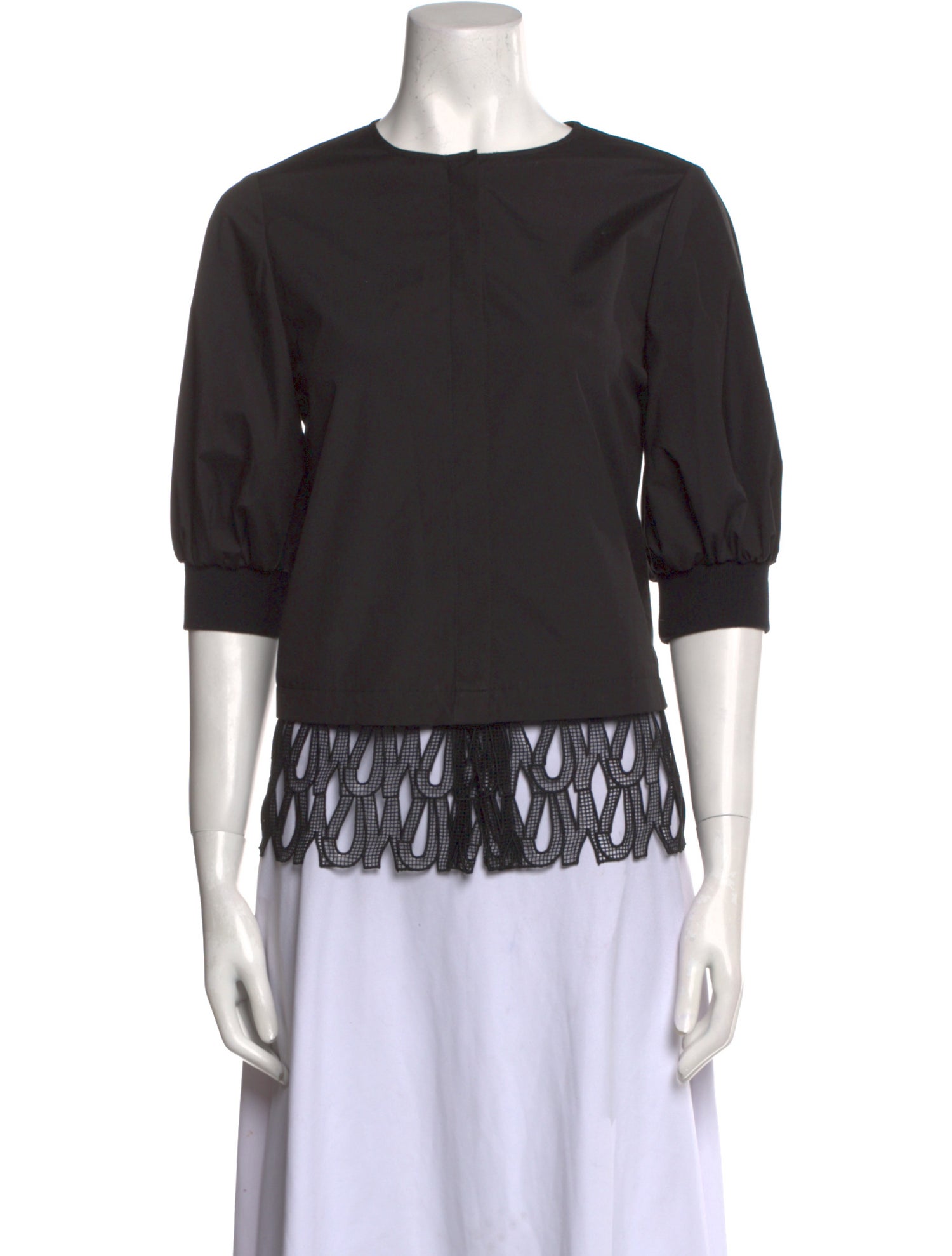 Jason Wu Crew Neck Three-Quarter Sleeve Blouse