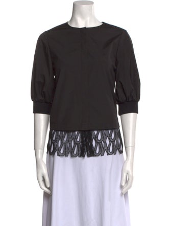 Jason Wu Crew Neck Three-Quarter Sleeve Blouse
