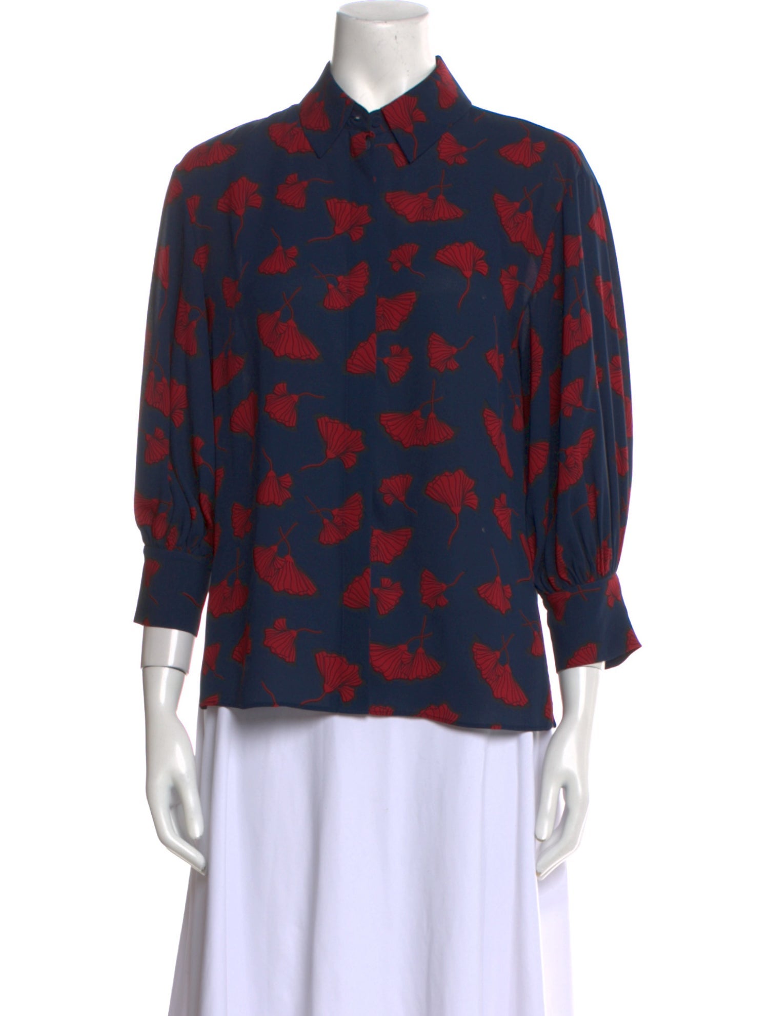 Jason Wu Printed Three-Quarter Sleeve Blouse