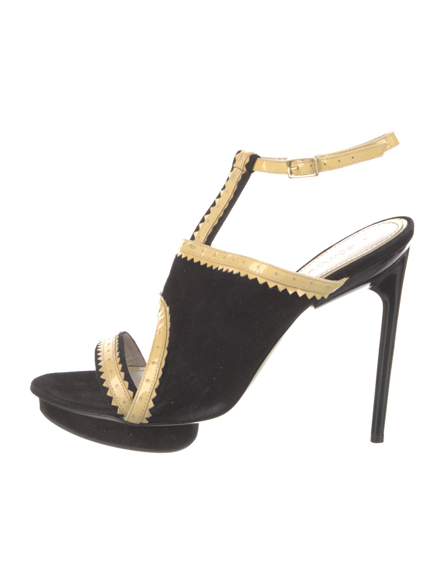 Jason Wu Suede Colorblock Pattern T-Strap Sandals
