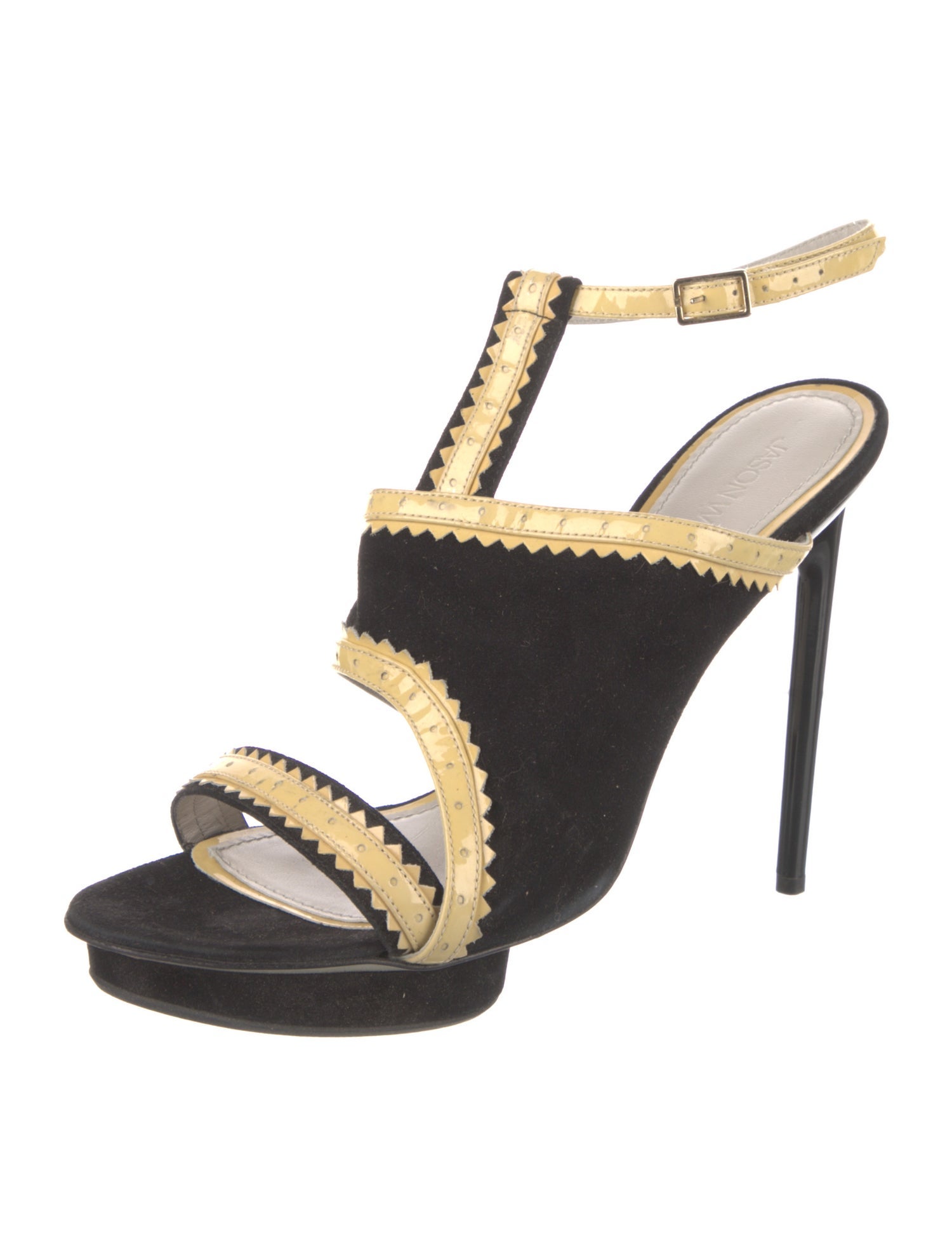 Jason Wu Suede Colorblock Pattern T-Strap Sandals