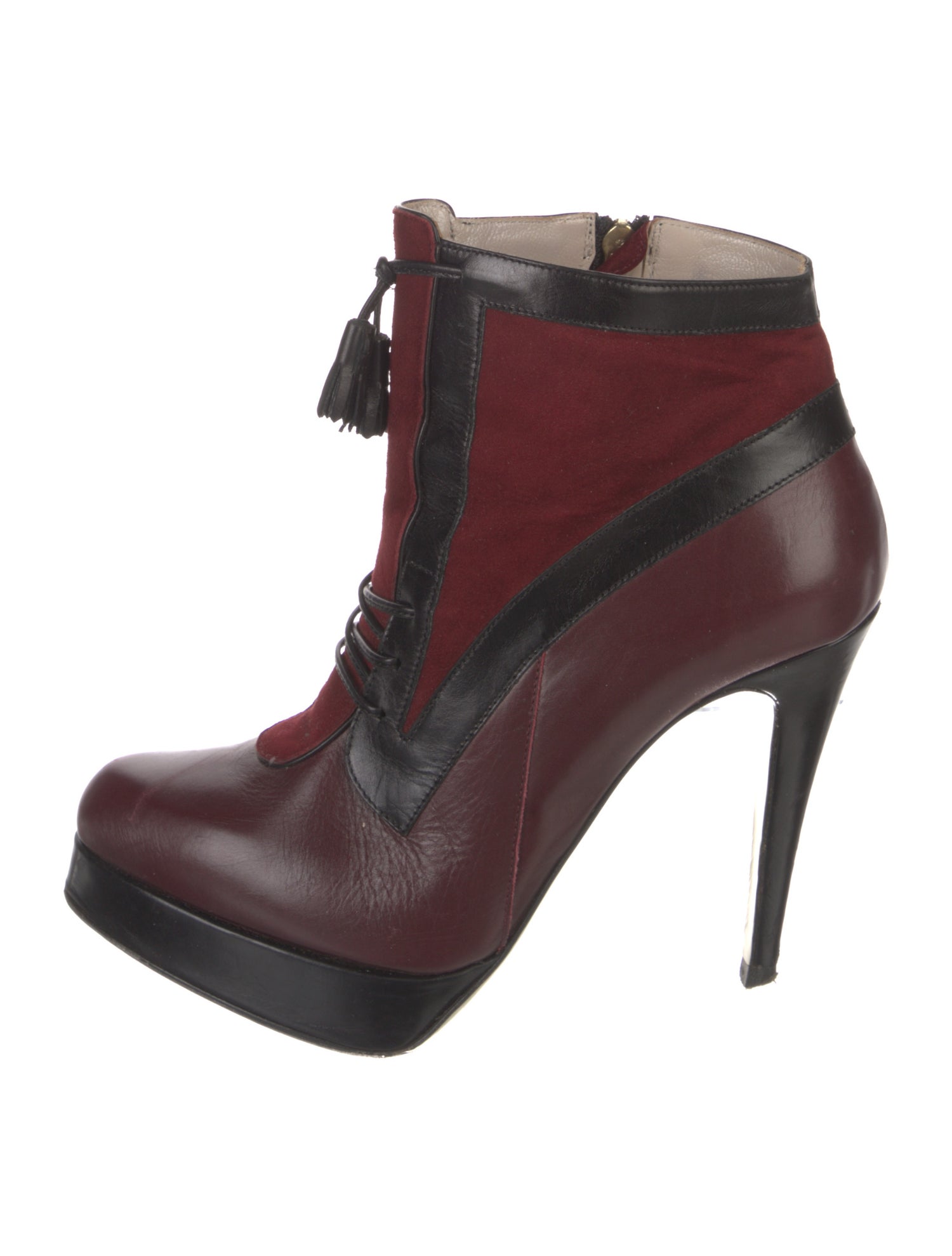 Jason Wu Leather Colorblock Pattern Lace-Up Boots