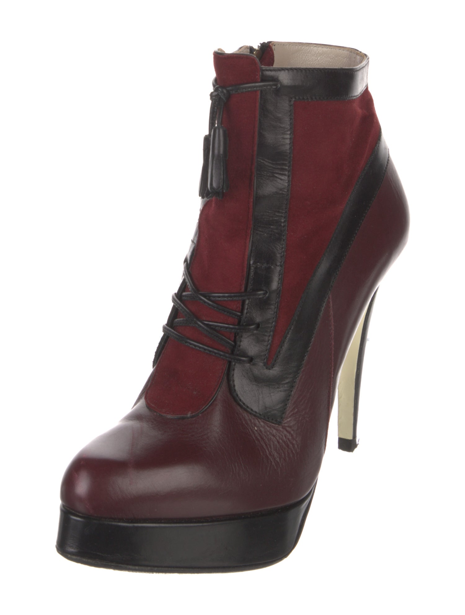 Jason Wu Leather Colorblock Pattern Lace-Up Boots