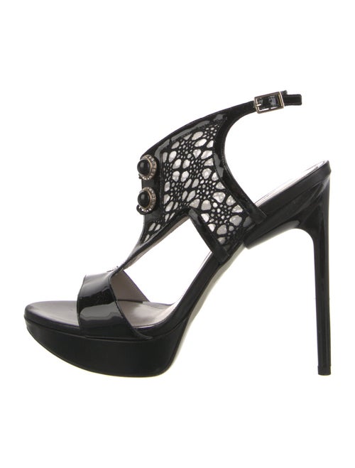 Jason Wu Patent Leather Crystal Embellishments T-Strap Sandals