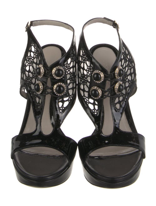 Jason Wu Patent Leather Crystal Embellishments T-Strap Sandals