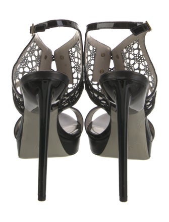Jason Wu Patent Leather Crystal Embellishments T-Strap Sandals