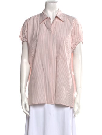 Jason Wu Striped Short Sleeve Button-Up Top
