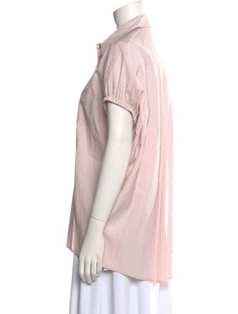 Jason Wu Striped Short Sleeve Button-Up Top