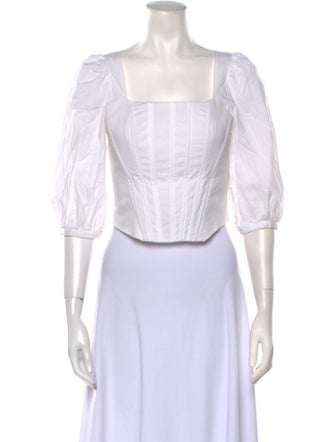 Jason Wu Square Neckline Three-Quarter Sleeve Crop Top