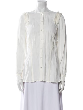 Jason Wu Crew Neck Long Sleeve Button-Up Top