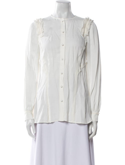 Jason Wu Crew Neck Long Sleeve Button-Up Top