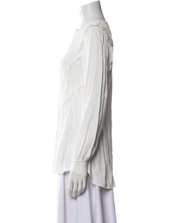 Jason Wu Crew Neck Long Sleeve Button-Up Top