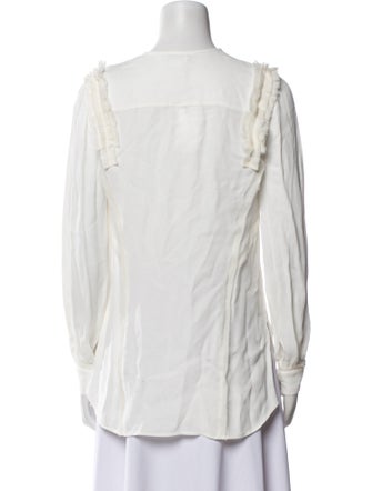 Jason Wu Crew Neck Long Sleeve Button-Up Top