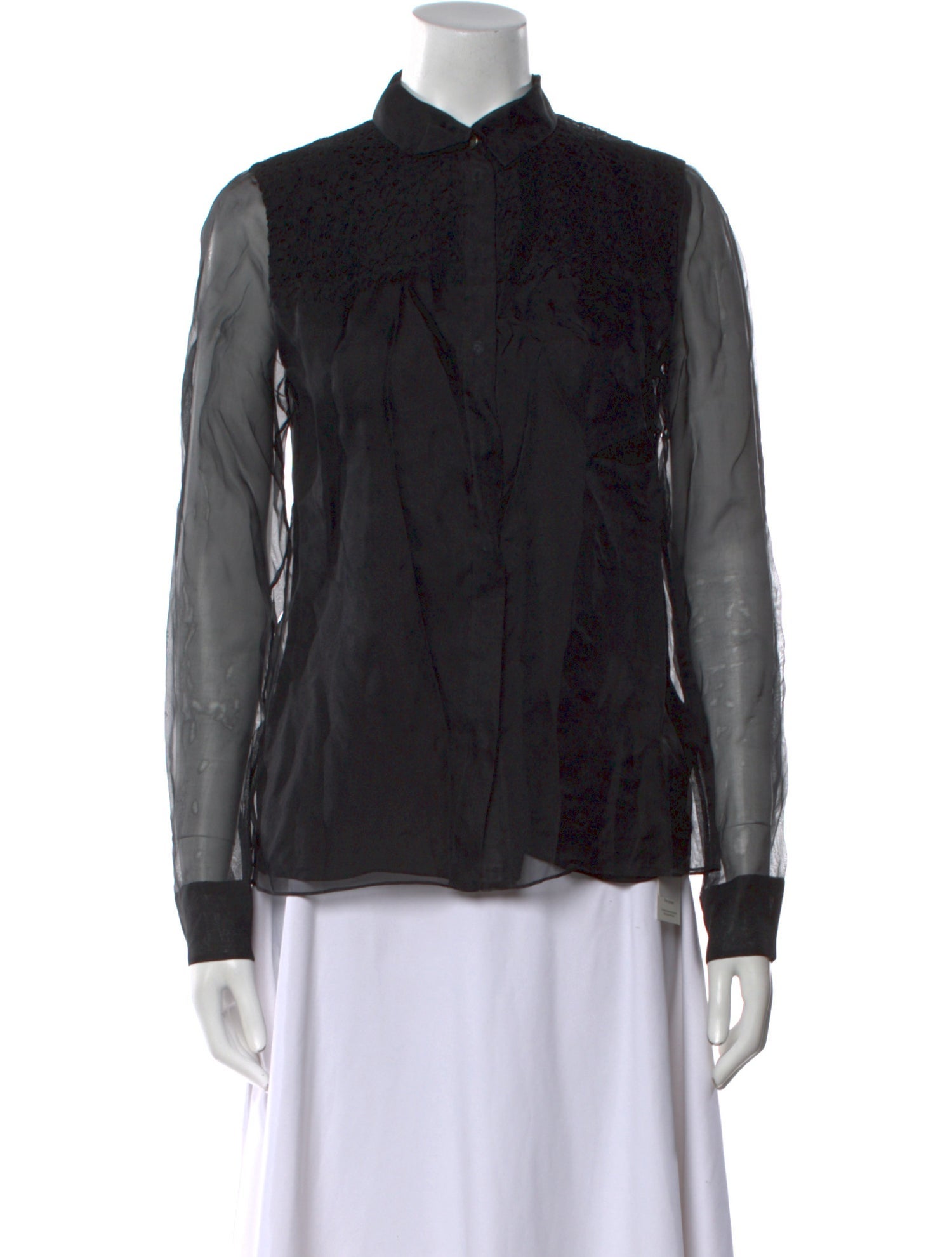 Jason Wu Silk Mock Neck Button-Up Top