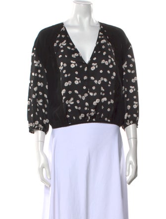 Jason Wu Printed V-Neck Crop Top