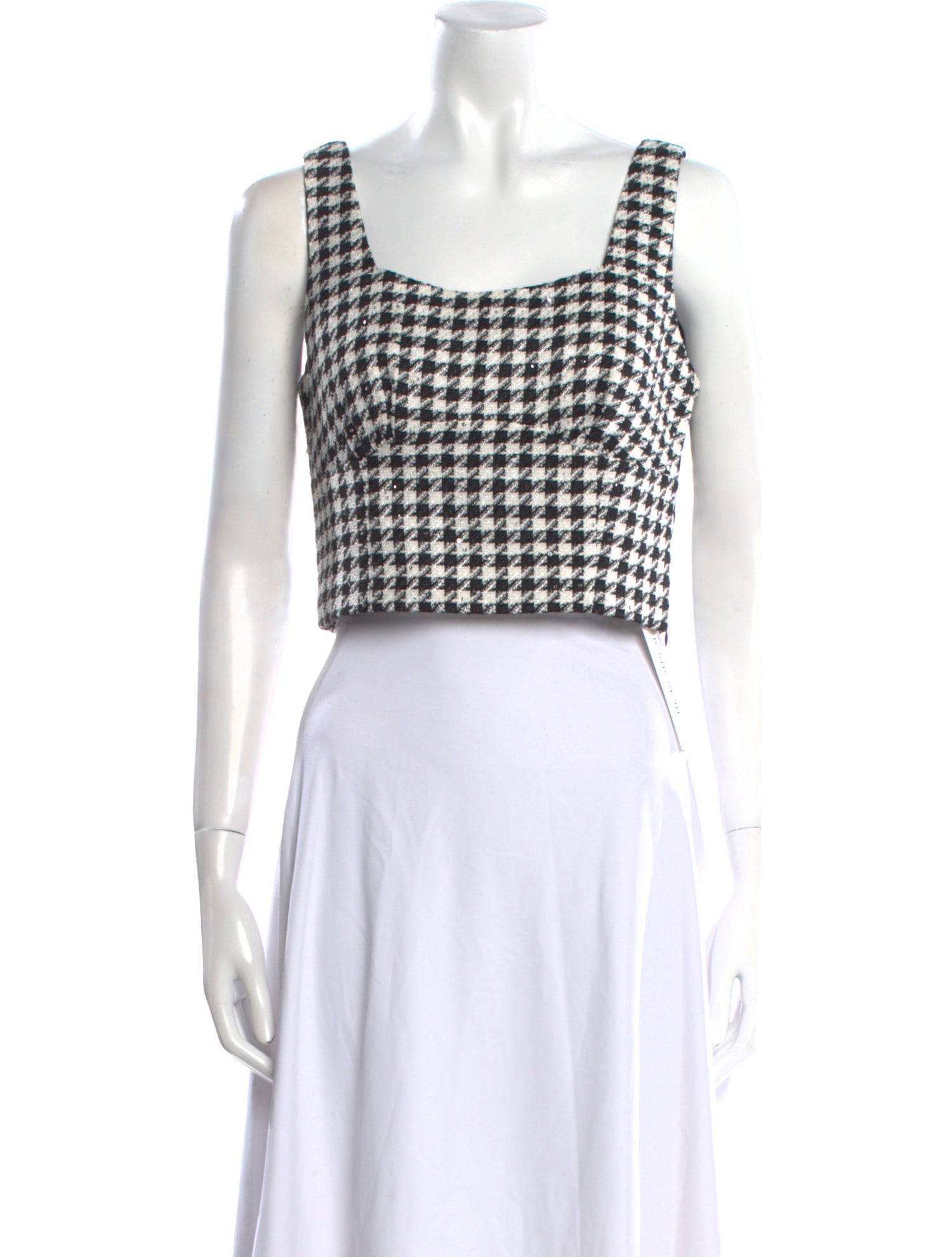 Jason Wu Plaid Print Square Neckline Crop Top