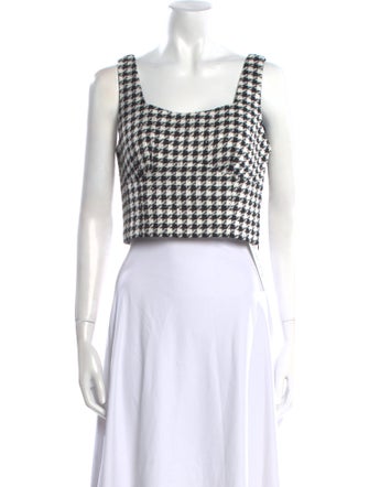 Jason Wu Plaid Print Square Neckline Crop Top
