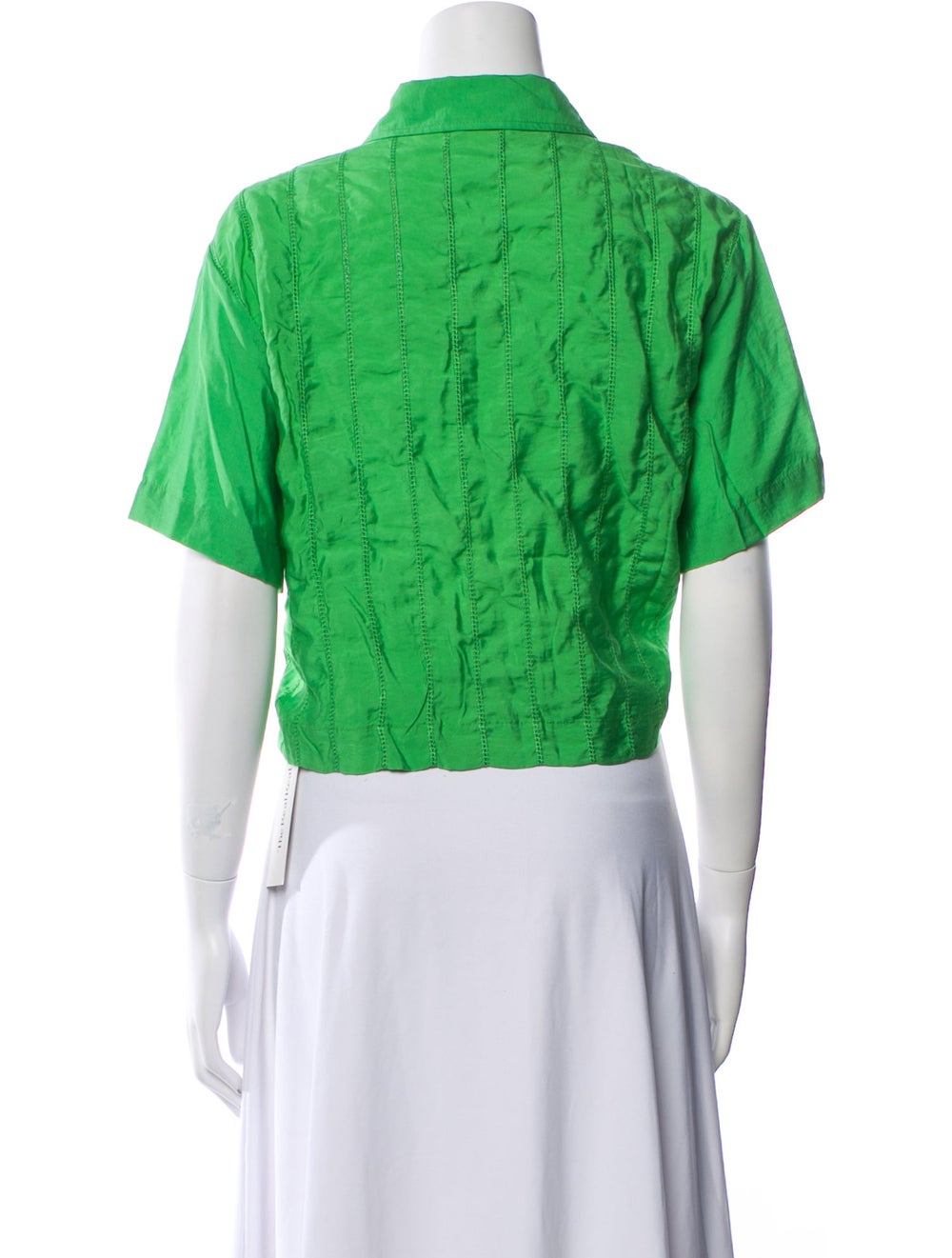 Jason Wu Button-Up Top Green Short Sleeve with Co… - image 3