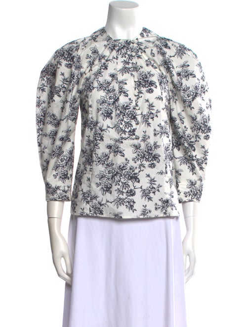 Jason Wu Floral Print Mock Neck Button-Up Top