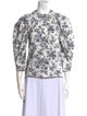 Jason Wu Floral Print Mock Neck Button-Up Top