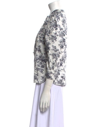Jason Wu Floral Print Mock Neck Button-Up Top