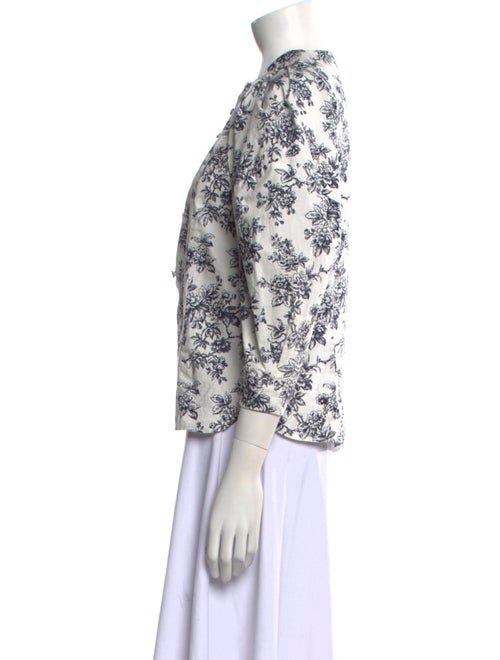 Jason Wu Floral Print Mock Neck Button-Up Top