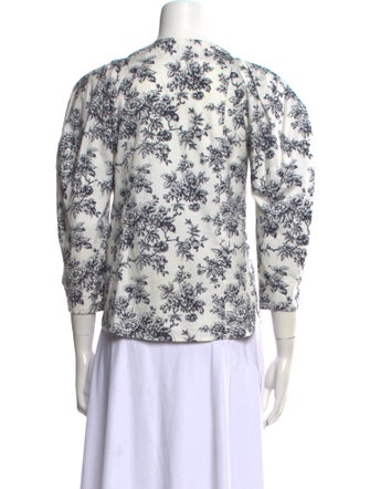 Jason Wu Floral Print Mock Neck Button-Up Top