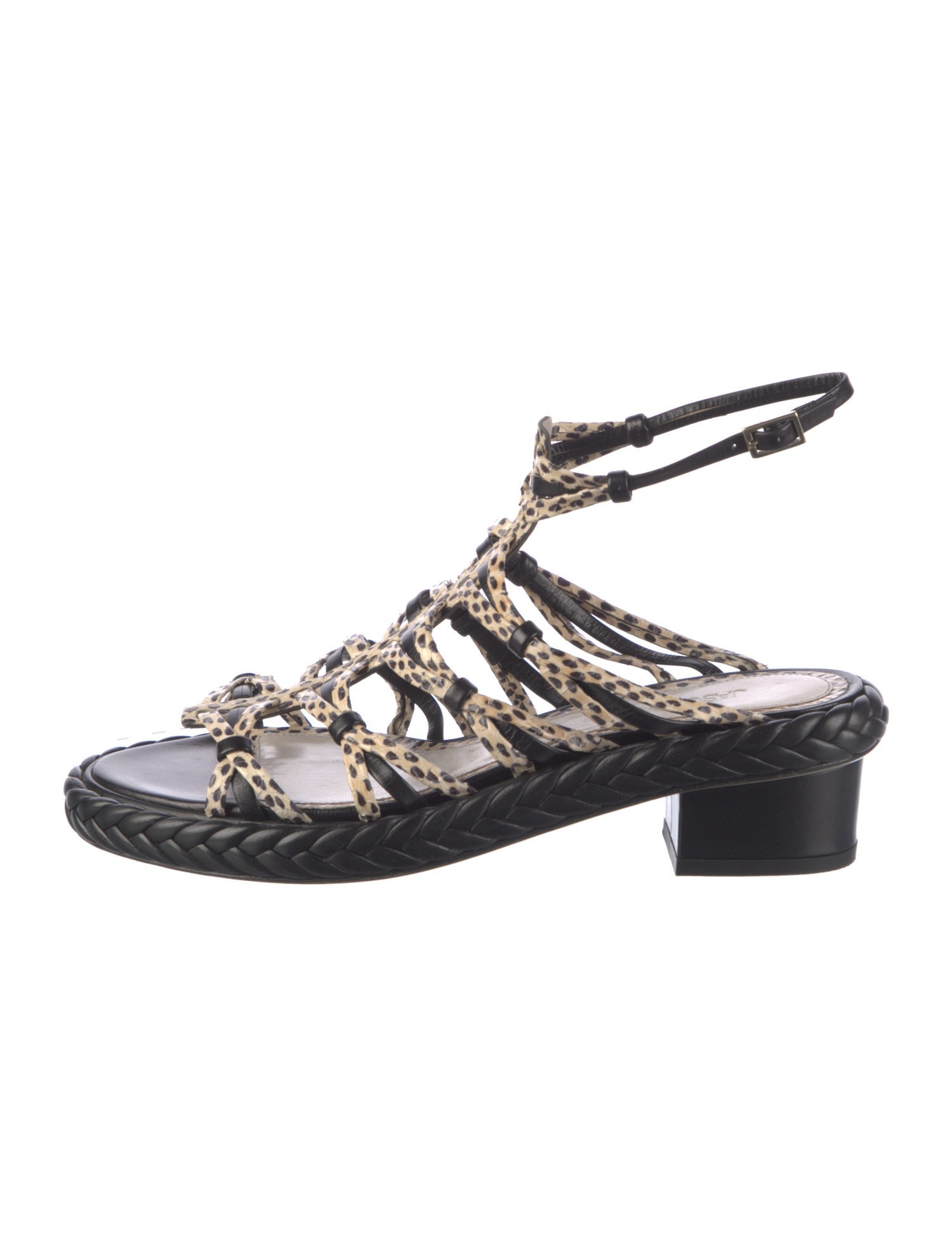 Jason Wu Leather Animal Print Gladiator Sandals