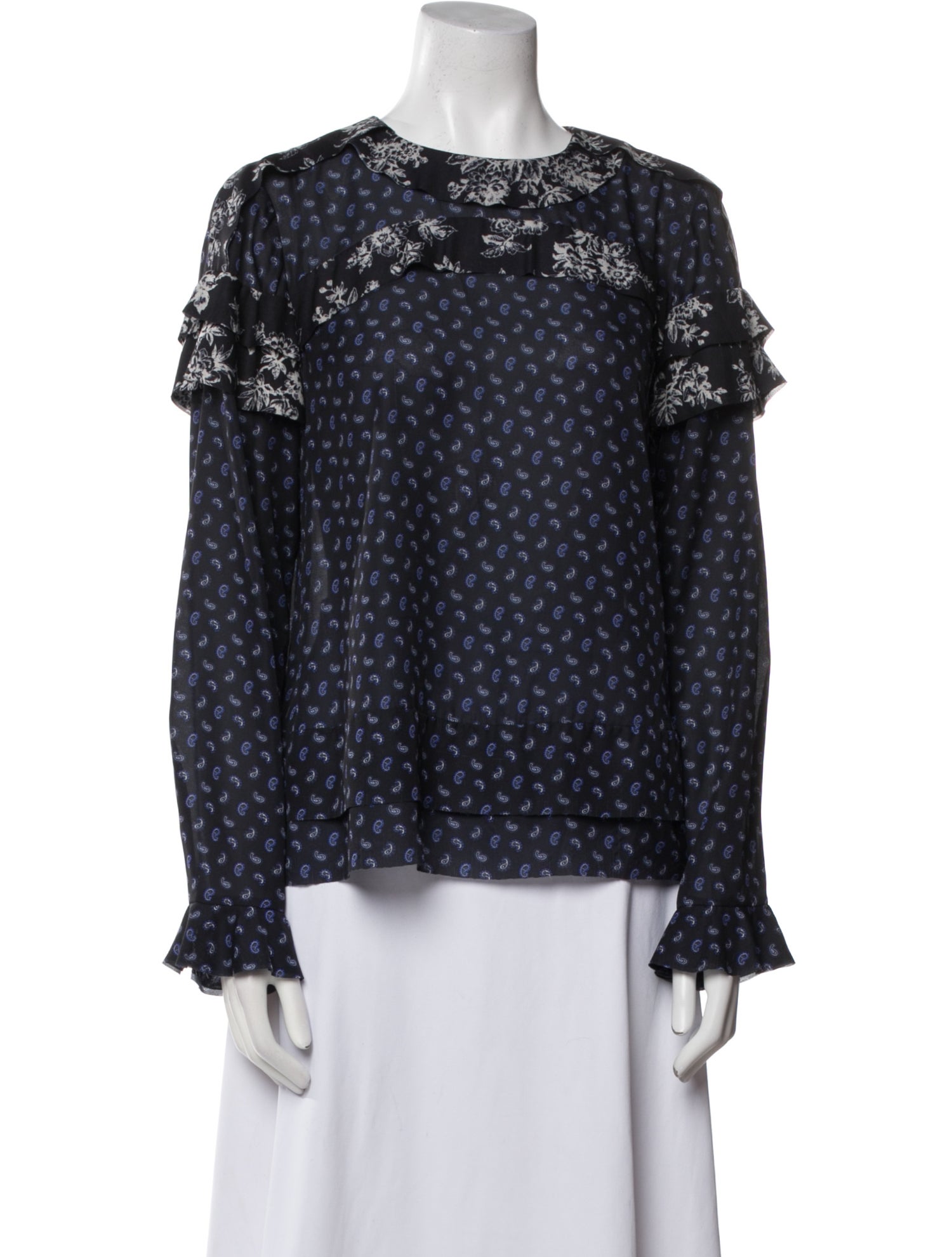 Jason Wu Paisley Print Crew Neck Blouse