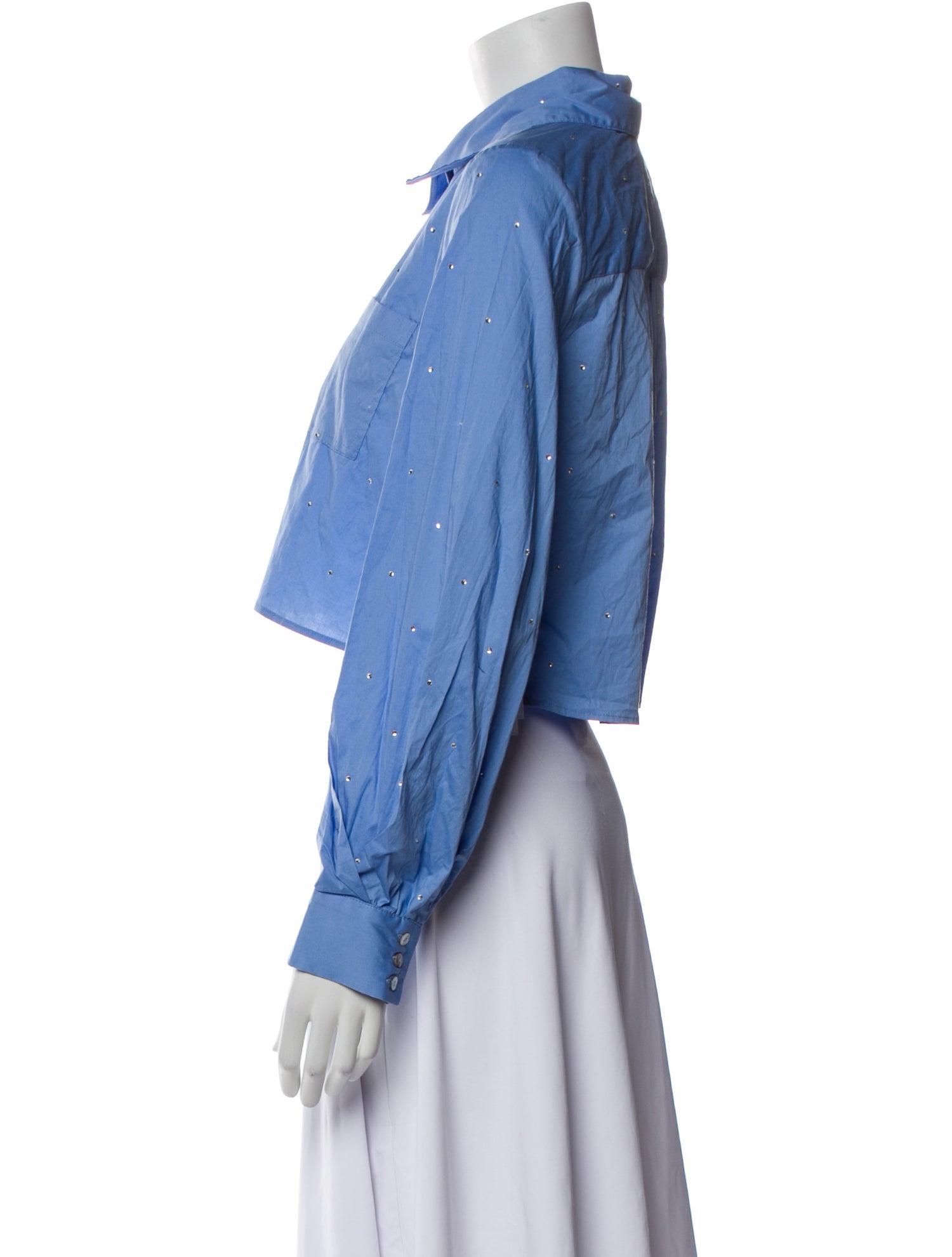 Jason Wu Mock Neck Long Sleeve Crop Top