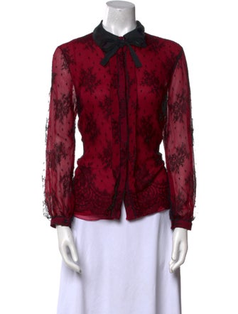 Jason Wu Silk Lace Pattern Button-Up Top