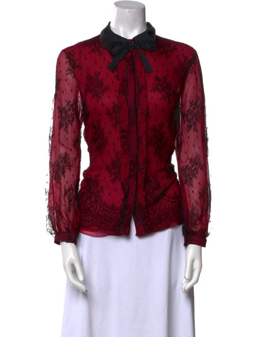 Jason Wu Silk Lace Pattern Button-Up Top