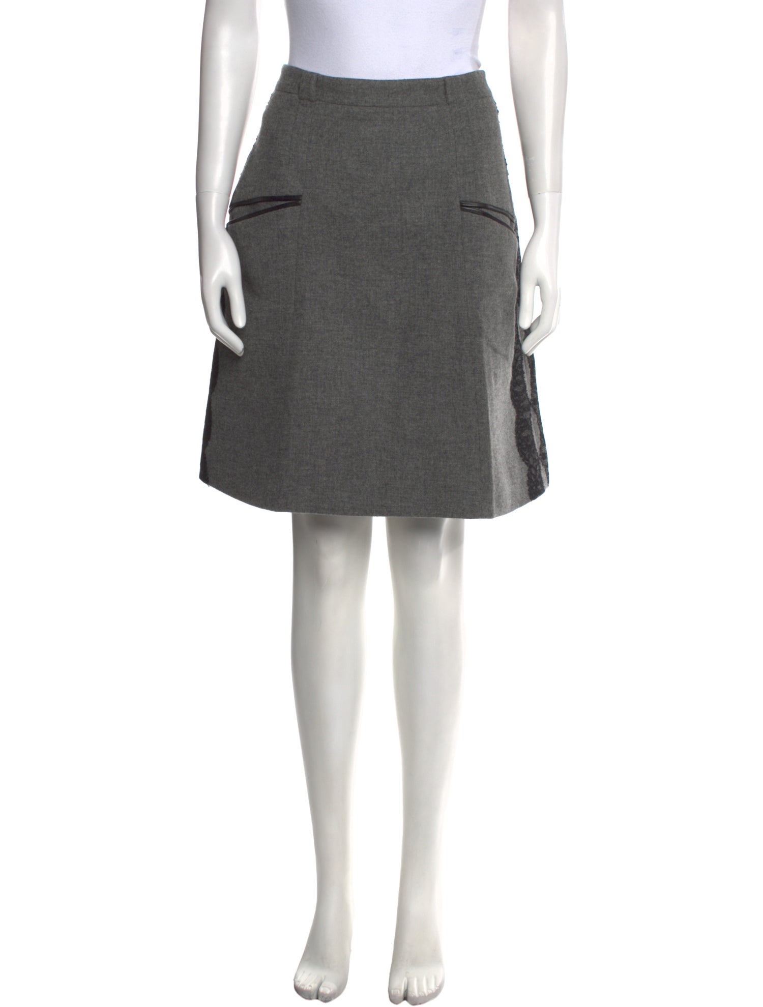 Jason Wu Leather Trim Embellishment Knee-Length Skirt