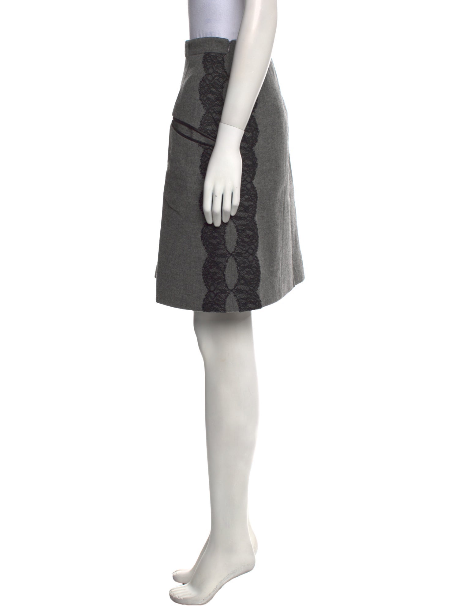 Jason Wu Leather Trim Embellishment Knee-Length Skirt