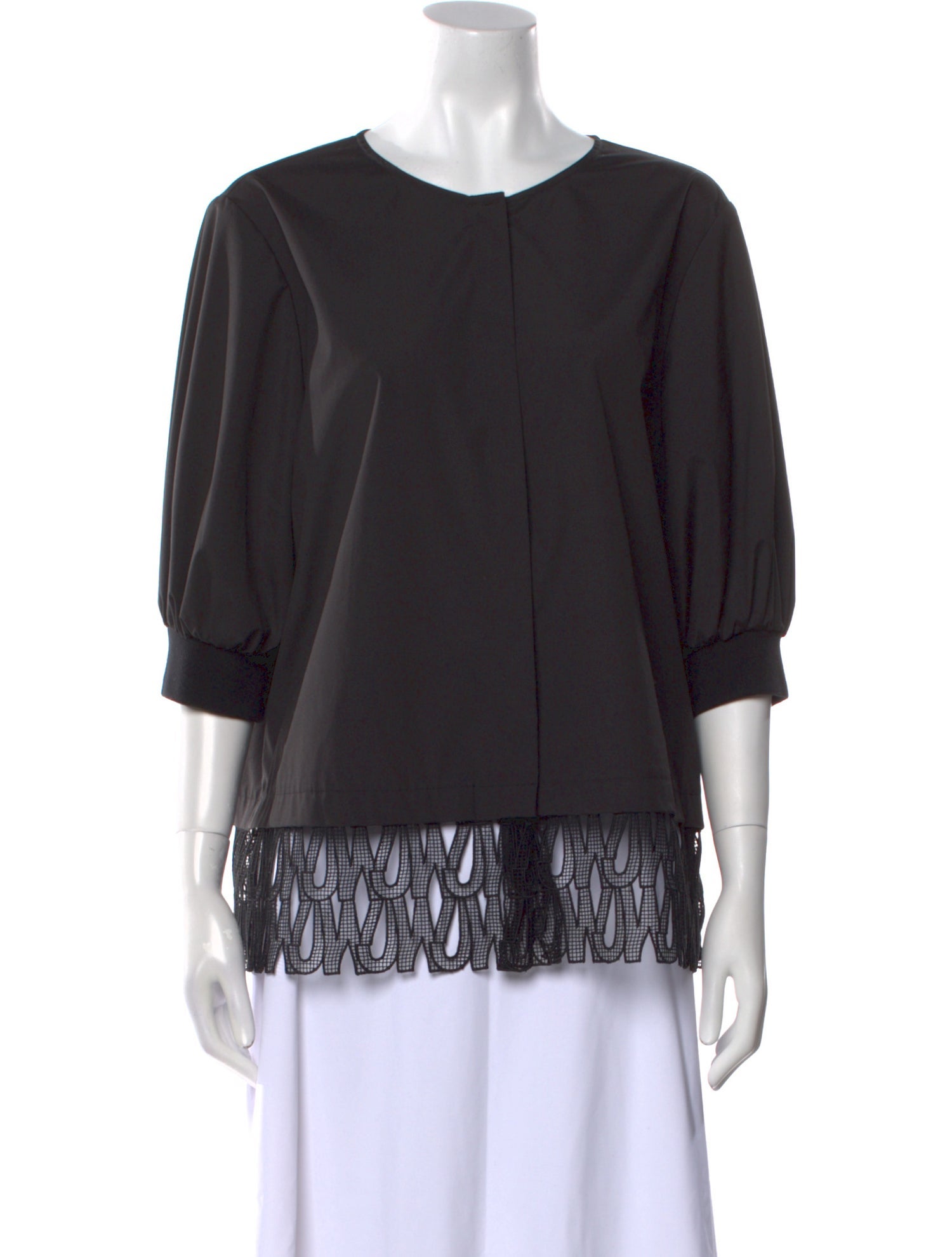 Jason Wu Crew Neck Three-Quarter Sleeve Blouse