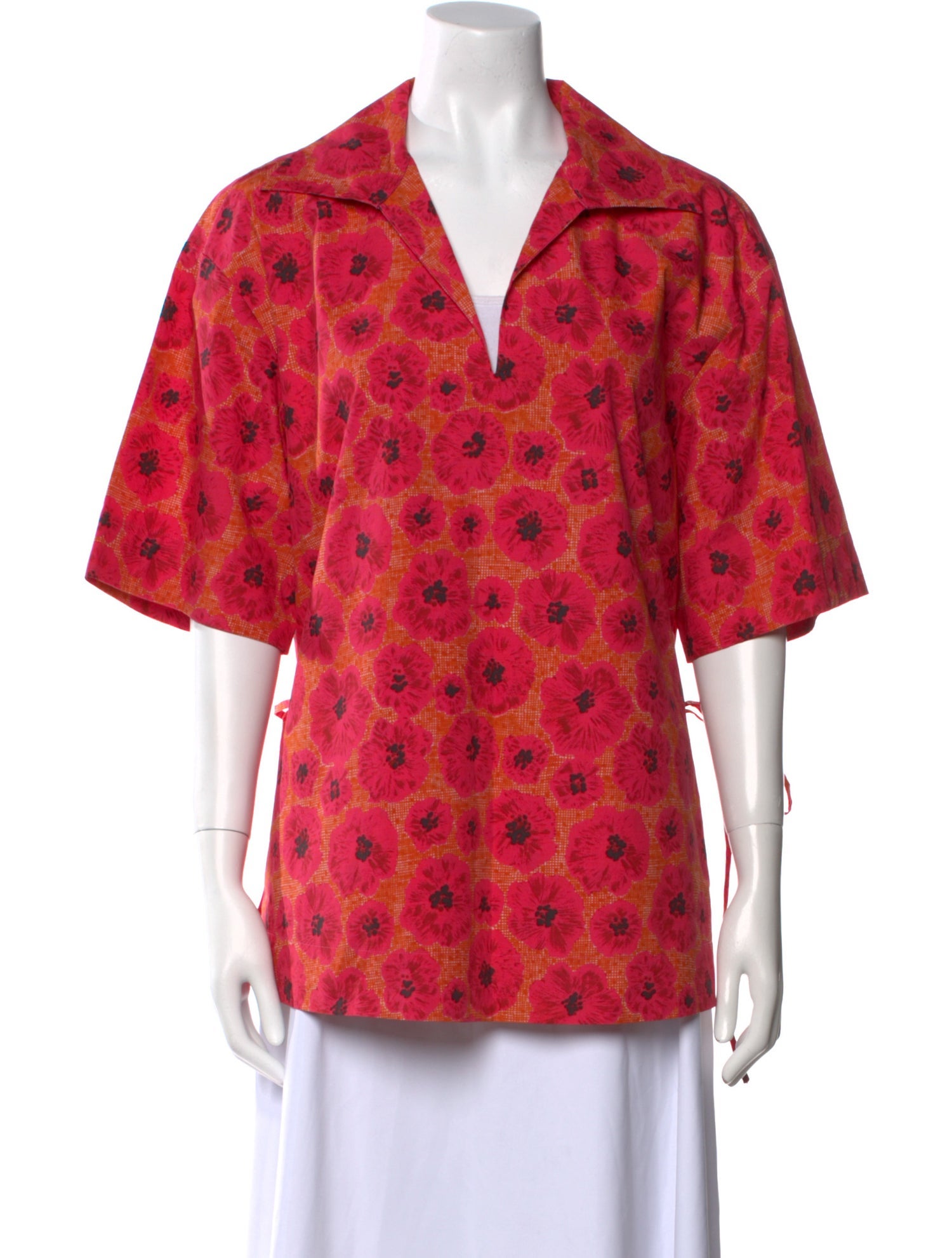 Jason Wu Floral Print Short Sleeve Button-Up Top