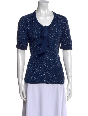 Jason Wu Polka Dot Print Scoop Neck Button-Up Top