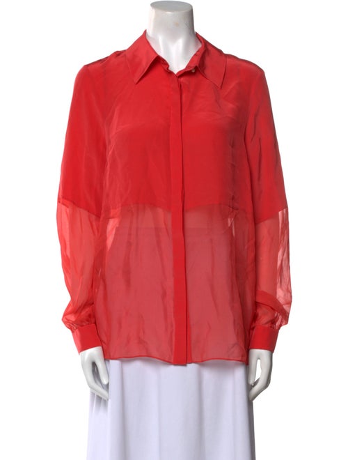Jason Wu Silk Long Sleeve Button-Up Top