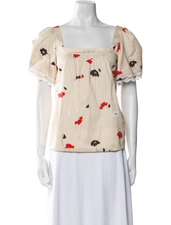 Jason Wu Floral Print Square Neckline Blouse