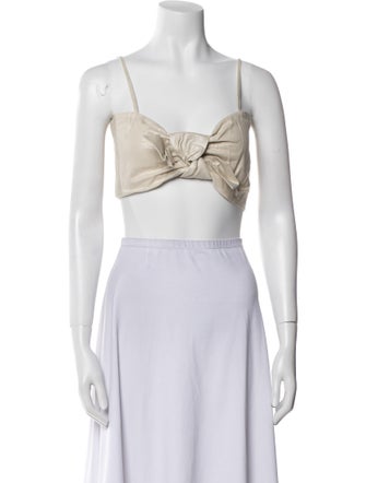 Jason Wu Linen Square Neckline Crop Top